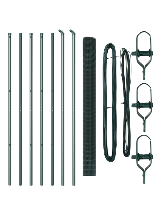Aidapylväs setti 2 kpl vihreä pvc-pinnoitettu teräs 10 x 1.5 m