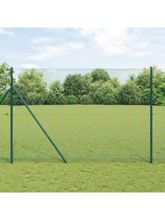 Aidapylväs setti 2 kpl vihreä pvc-pinnoitettu teräs 10 x 1.5 m