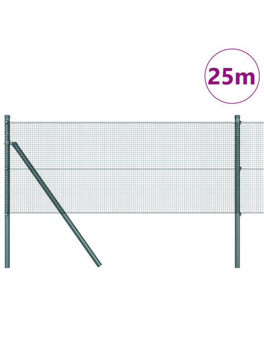 Jännitetty verkkokaide 13 pylväällä vihreä 0.8x25 m teräs