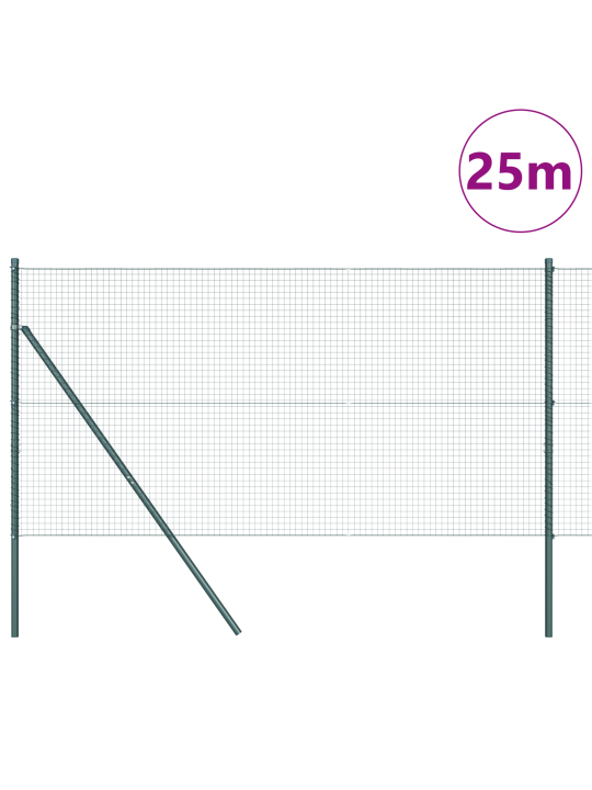 Hitsattu rautalanka-aita 13 pylväällä vihreä 1.2x25 m teräs