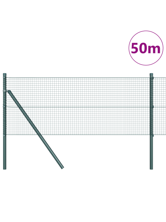 Hitsattu langa-aita 13 paalulla vihreä 0.8x50 m teräs