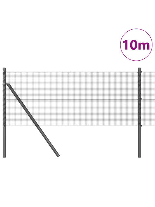 Hitsattu metalliverkko 7 pylväällä harmaa 0,8x10 m teräs