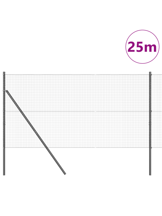 Hitsattu verkkokäyttö 13 pylvään kanssa harmaa 1.2x25 m teräs