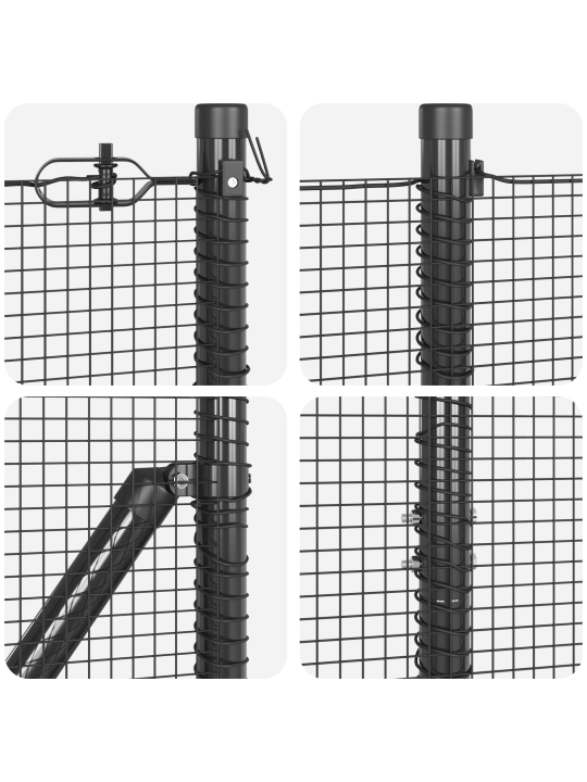 Hitsattu langa-aita 13 tolpan kanssa harmaa 1.6x25 m teräs