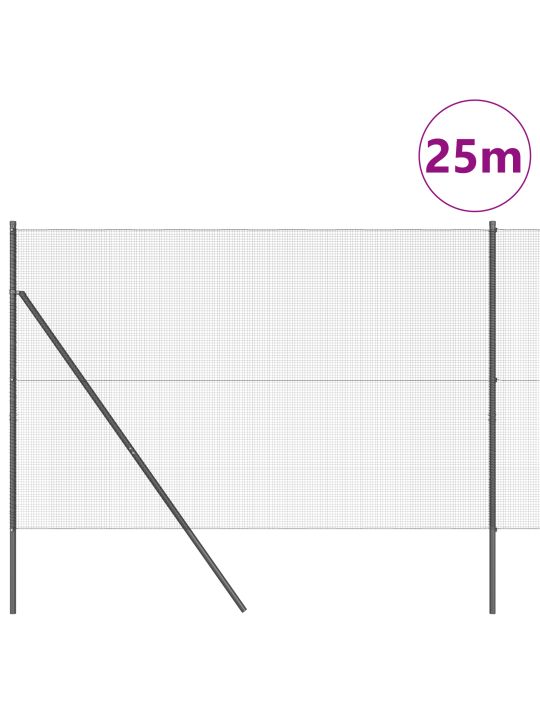 Hitsattu langa-aita 13 tolpan kanssa harmaa 1.6x25 m teräs