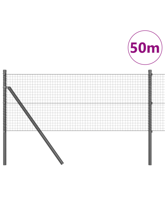 Hitsattu verkkoaita 13 tolppaa harmaa 0.6x50 m teräs