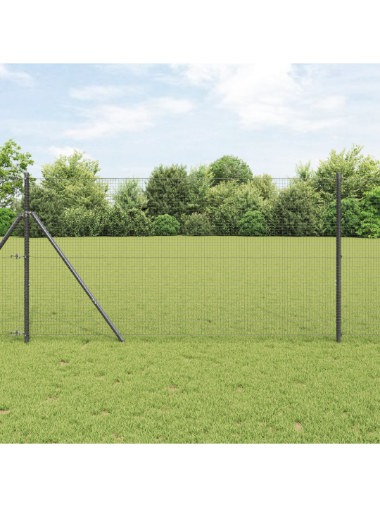 Welded wire fence with 13 posts harmaa 1,2x50 m teräs