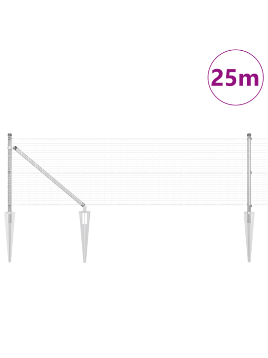 Hitsattuja metalliverkkoaita 13 kiinnityspiikin kanssa 0.6x25 m galvanoitu teräs