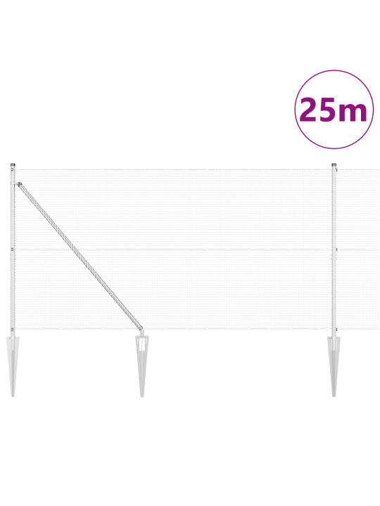 Hitsattu langa-aita 13 piikkipylväällä 1.2x25 m galvanisoidusta teräksestä