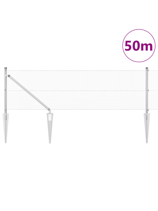 Hitsattu metalliaita 13 pistokestangolla 0.5x50 m galvanoitu teräs