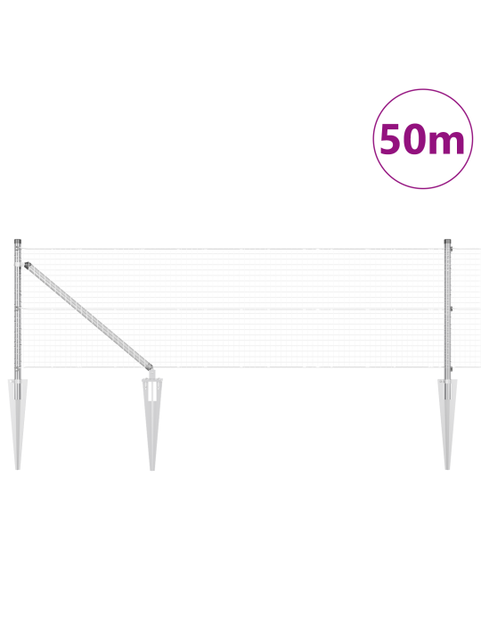 Weldattu aita 13 piikkipostilla 0.5x50m galvanoitua terästä