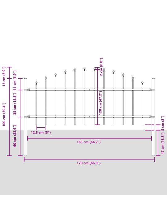 Puutarha-aidat hoop top harmaa 3,4x0,75 m teräs