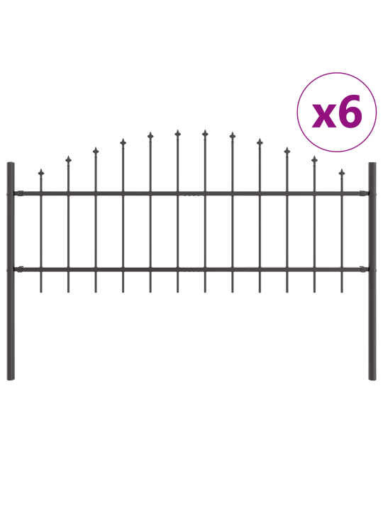Puutarhatarvikkeiden aita kaarimaisella huipulla, harmaa, 10,2x0,75 m, teräs