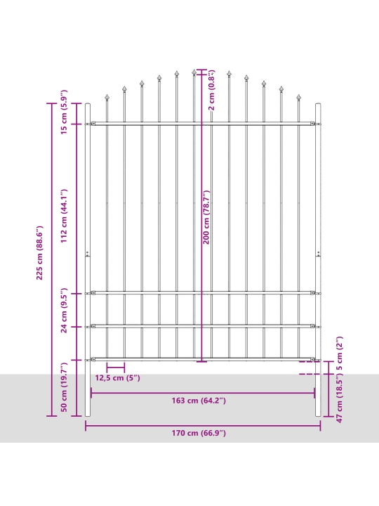 Puutarhajalka hoop top valkoinen 11,9x2 m teräs