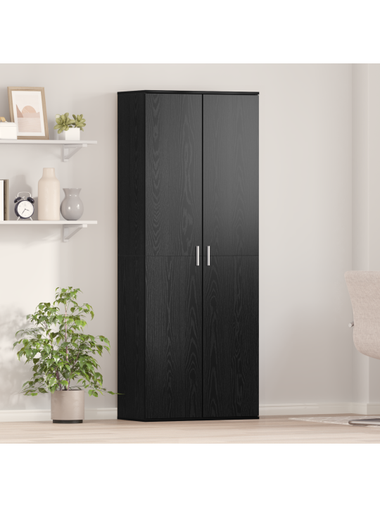 Korkeakaappi musta tammi 70x35x180 cm tekninen puu