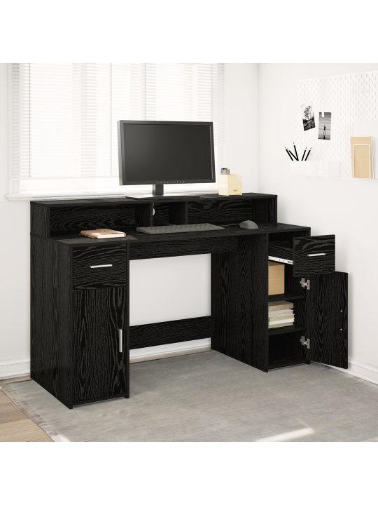 Pöytä musta tammi 140x55x91 cm tekninen puu