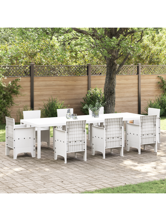 Puutarhapöytä valkoinen 300x100x73 cm poly rattan