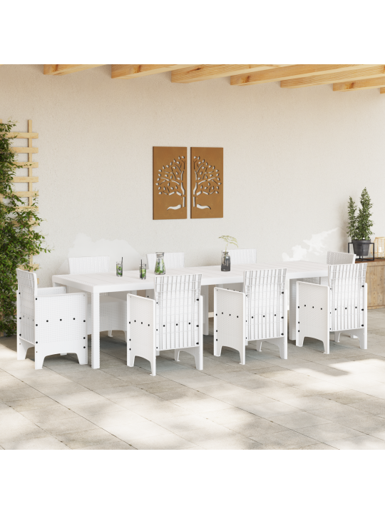 Puutarhapöytä valkoinen 300x100x73 cm poly rattan