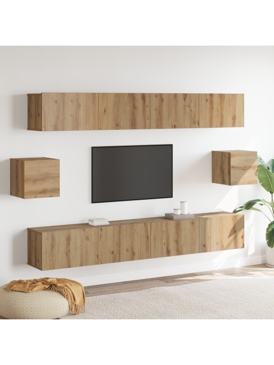 6 kappaleen tv-kaappi setti artisan tammi tekninen puu