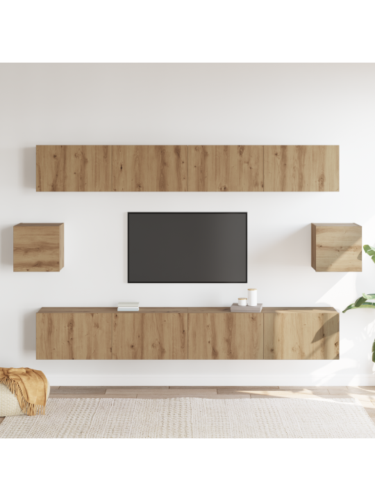 6 kappaleen tv-kaappi setti artisan tammi tekninen puu