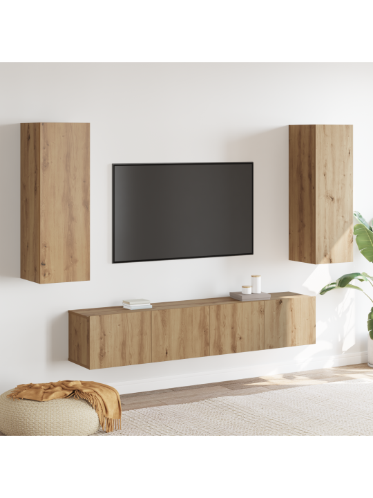 4-osainen tv-kaappisarja seinäkiinnitettävä artisan tammi suunniteltu puu