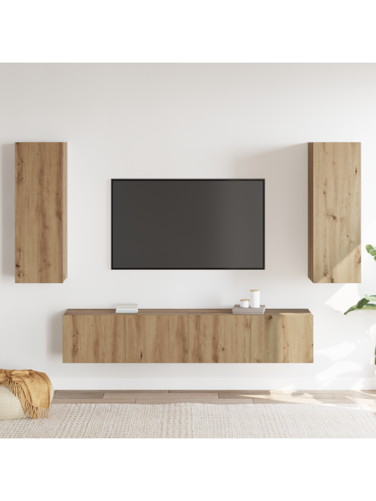 4-osainen tv-kaappisetti seinäkiinnitettävä artisan tammi tekninen puu