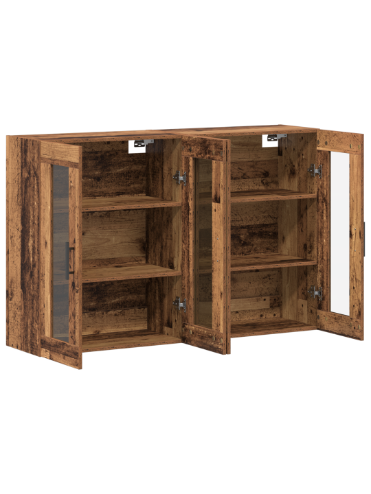 Seinäkaapit 2 kpl vanha puu 69.5x34x90 cm vahvistettu puu
