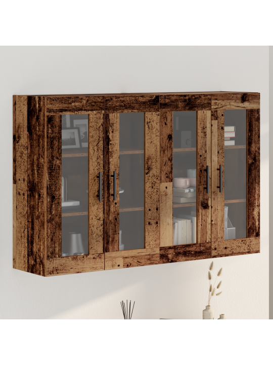 Seinäkaapit 2 kpl vanha puu 69.5x34x90 cm vahvistettu puu