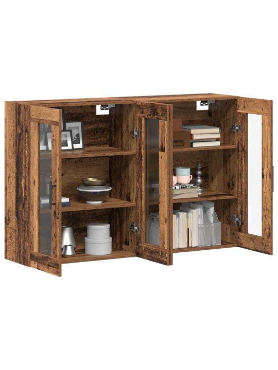 Seinäkaapit 2 kpl vanha puu 69.5x34x90 cm vahvistettu puu
