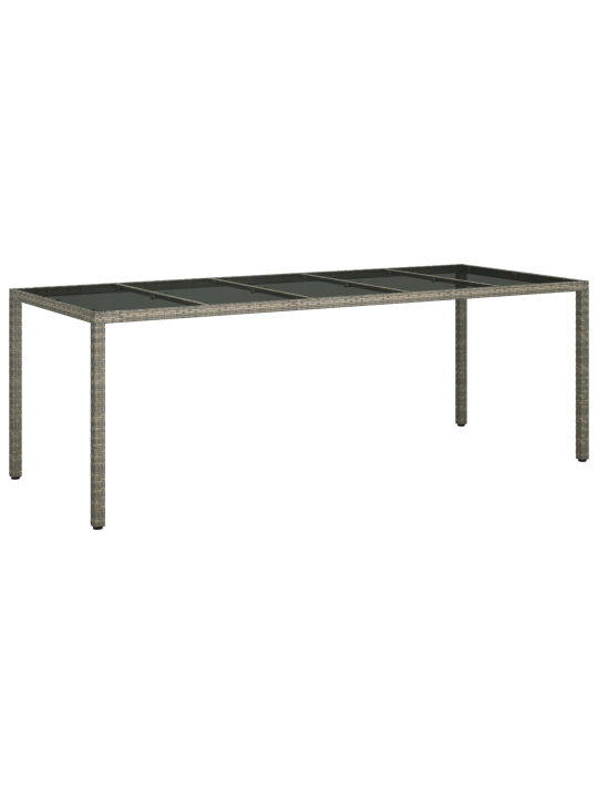 Puutarhan ruokapöytä harmaa 250x100x75 cm polyrottinki