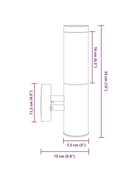 Ulkoseinälampu hopea ruostumaton teräs ip44