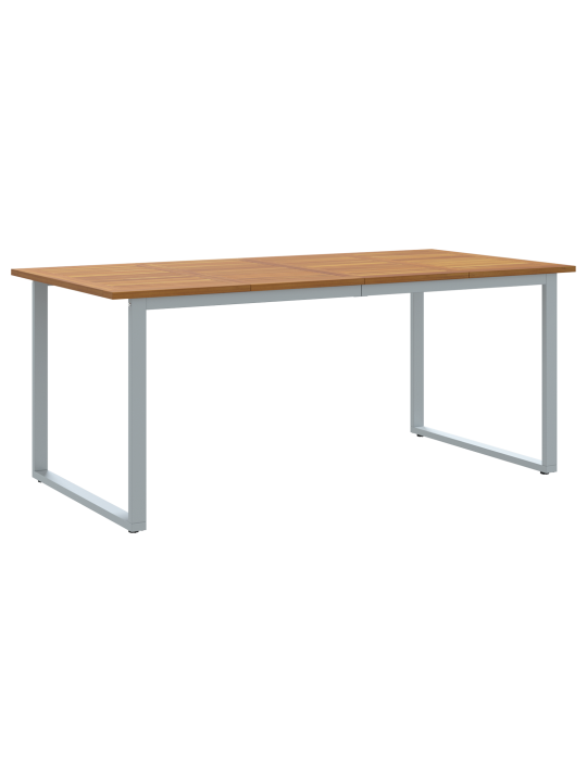 Ulkoilma ruokapöytä harmaa 180x90x75 cm teräs ja massiivipuusta akasia