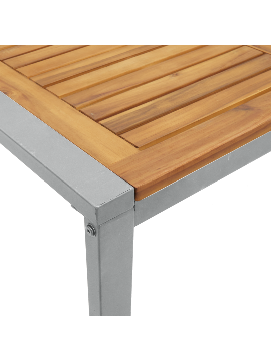 Ulkoilmassa käytettävä ruokapöytä harmaa 180x90x75 cm teräs ja massiivipuu akasia