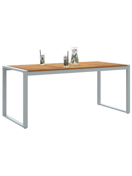Ulkoilmassa käytettävä ruokapöytä harmaa 180x90x75 cm teräs ja massiivipuu akasia