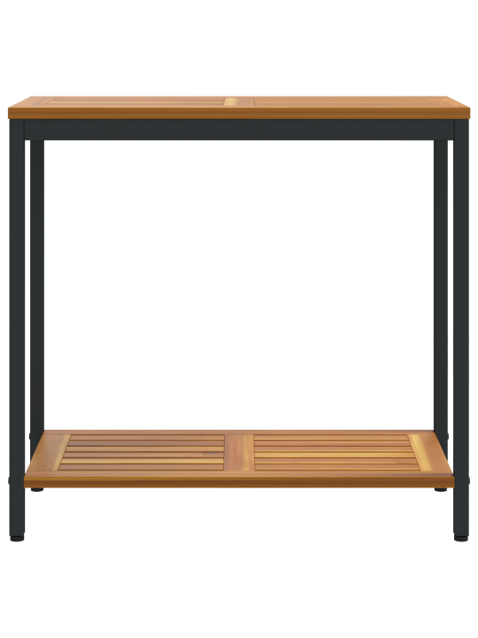 Ulkopöytä luonnollinen & musta 35x80x75 cm massiivipuu ja teräs