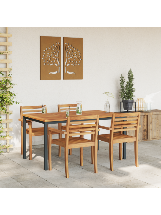 Puutarhapöytä 150x90x75 cm kiinteä akaasiapuu ja metalli