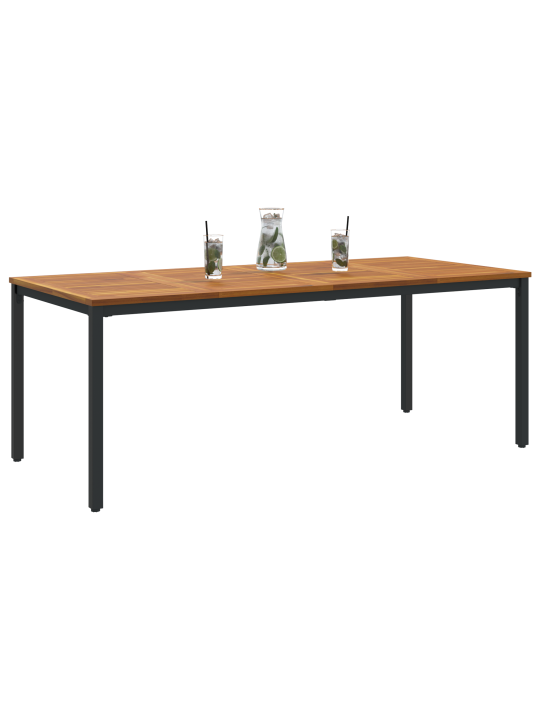 Puutarhapöytä 200x90x75 cm kiinteä akasiapuu ja metalli