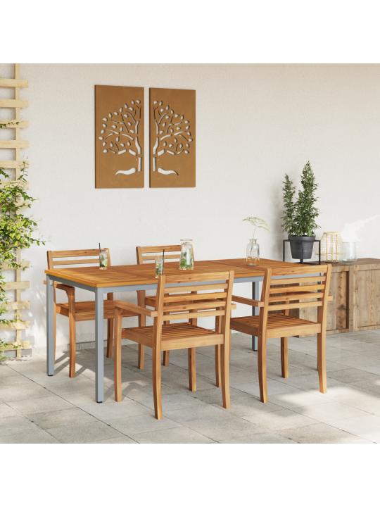 Puutarhapöytä 180x90x75 cm kiinteä akaasiapuu ja metalli