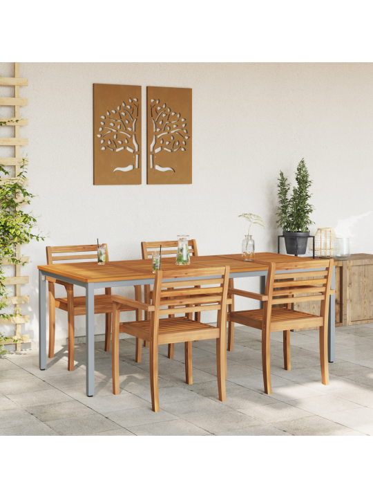 Puutarhapöytä 200x90x75 cm täysi akaasiapuu ja metalli