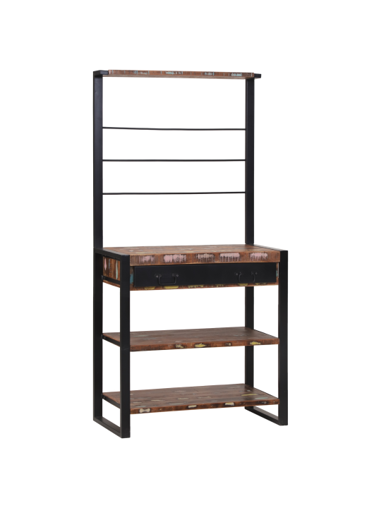 -keittiöhylly monivärinen 80x40x160 cm kierrätetty puu