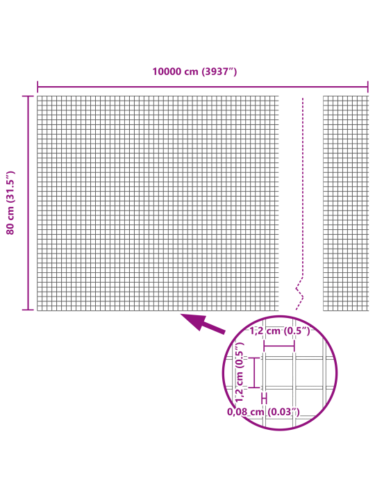 Hitsattu langallinen aita Vihreä 0.8x100 m Teräs