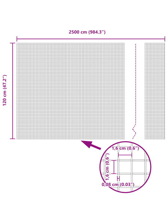 Hitsattu langan aita Harmaa 1.2x25 m Teräs