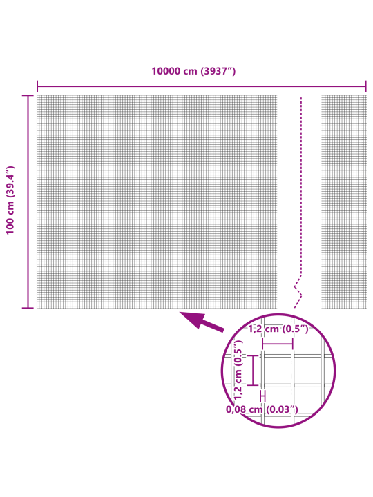 Hitsattu langoitusaita Harmaa 1x100 m Teräs