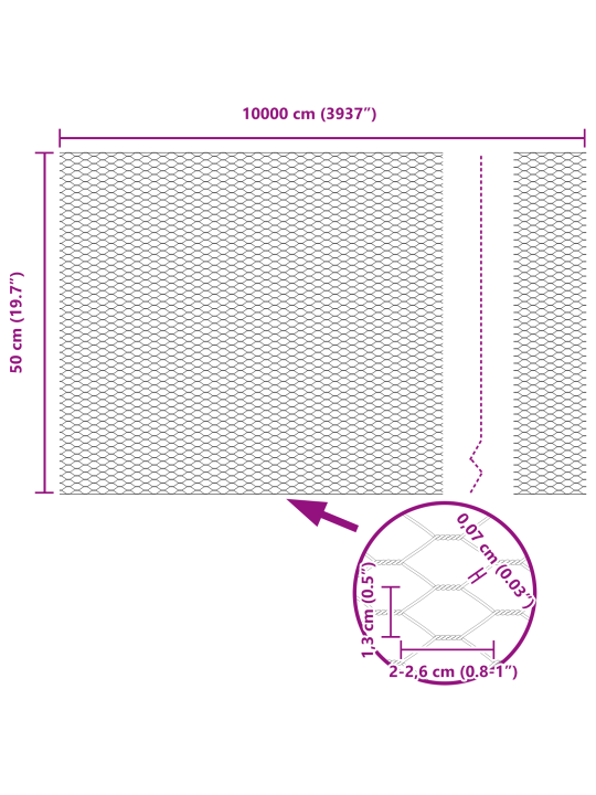 Kuusikulmainen Aita Vihreä 0.5x100 m Teräs